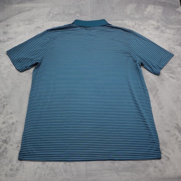 Nike Golf Polo Shirt Mens XL Blue Striped Stretch Lightweight Hike Fish - Picture 12 of 16